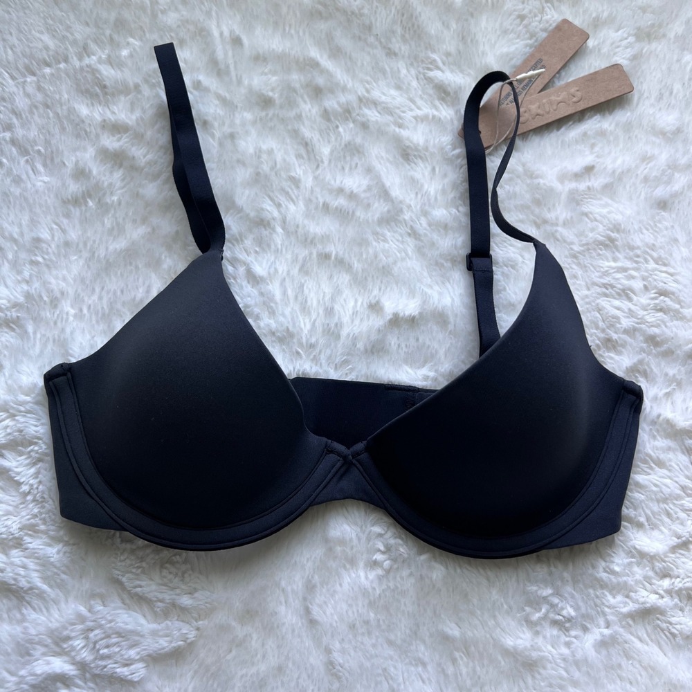 SKIMS Women's Fits Everybody Scoop Plunge Bra Onyx Black 30C BR-UWR-1997 NEW